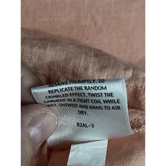 Eileen Fisher Irish Linen Popover Collared Tunic‎ Top Lagenlook Melon size Large - Picture 10 of 11